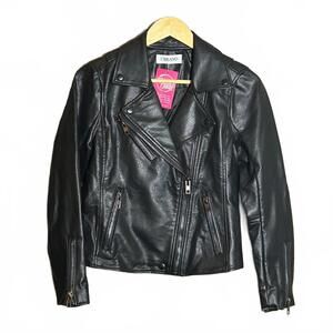 NWT CBrand Womens Black Faux Leather Moto Jacket Size XS Streetwear